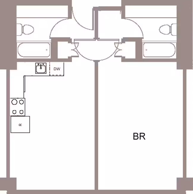 1 Bed • 2 Bath 1210 floor plan